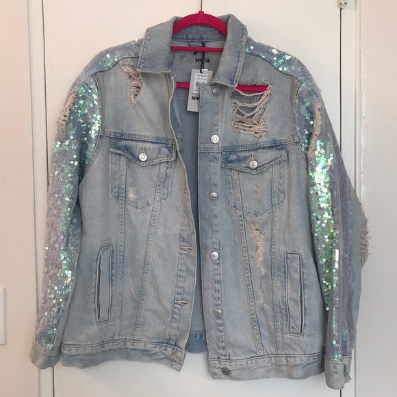 sequin denim jacket topshop